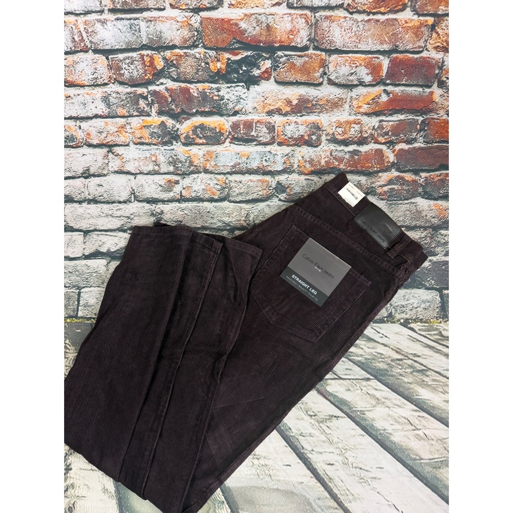 Calvin Klein Jeans Mens 34x30 Corduroy Straight Leg Pants Deep Burgundy MG44B01